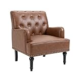Klassischer Sessel, Lounge-Sessel aus Kunstleder, Einzelsofa für Wohn- und Schlafzimmer, 150 kg belastbar Braun