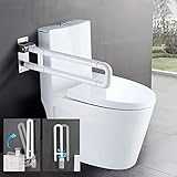 WC Haltegriff Klappbar, Wandstützgriff Stützhilfe Aufstehhilfe Toilette Stütz-Haltegriff Hochklappbar Rutschfest Wandmontage Haltegriffe für Senioren Behinderte Schwangere Frau,Weiß (bis zu 100 kg)