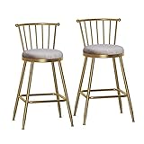 MOBYAT Thekenhöhenhocker, 2er-Set – Barstuhl aus Samt, Familienhocker, Barhocker, Barhocker mit Rückenlehne – Küchenhocker für Küche, Wohnzimmer, Kneipe und Bistro (Blaue Sitzhöhe 75 cm)