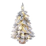 JUOPZKENN Künstlicher Weihnachtsbaum, Mini-Weihnachtsbaum mit Schneebeflockung, Künstlicher Kiefern-Weihnachtsbaum mit LED-Lichtern, Tisch-Weihnachtsbaum, Kleiner Künstlicher Baum für die(#1)