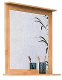 EISL BMBA02-SP Spiegel Bambus, Badspiegel mit Holzrahmen, Wandspiegel fürs Bad mit Ablage aus Holz, Badezimmerspiegel Natur, Braun, (B x H x T): ca. 67 x 70 x 11 cm