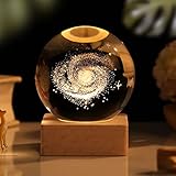 3D Kristallkugel Nachtlicht, USB 3D Sonnensystem Planeten Kristallkugel Nachtlicht Kreative Nachtszene Astronomie LED Ball Lampe,Mit Holzsockel, 3D Solar System Crystal Ball, Valentinstag Geschenke