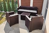 Dmora Venus Lounge, Gartenmöbel-Set mit Kissen, für den Innen-und Außenbereich, 100% Made in Italy, Braun