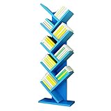 AOKLEY Bücherregal Einfache Moderne neunschichtigen baumförmigen Bücherregal Bücher CD-Display Stehen Boden Bücherregal kann 50 kg tragen Aufbewahrungsregal (Color : Blauw)