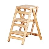 3-Stufen-Hocker, Holz-Trittleiterstuhl, Mehrzweck-Trittleiter-Aufstiegshocker für Erwachsene und Kinder für Schlafzimmer/Badezimmer/Toilette/Küche/Holzfarbe