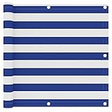 BULANED Balkon-Sichtschutz, Balkonsichtschutz, Windschutz Balkon, Windschutz Terrasse, Balkonverkleidung, Sichtschutz Garten, Weiß und Blau 90x600 cm Oxford-Gewebe
