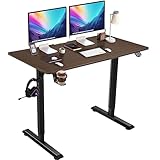 Himimi Höhenverstellbarer Schreibtisch Elektrisch 110x60 cm, Sitz & Stehpult Tisch, Verstellbarer Schreibtisch Elektrisch Touchscreen, Ergonomischer Computertisch mit Ganzer Schreibtischplatte, Braun