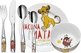 WMF König der Löwen Besteckset mit Namensgravur - einzigartiges WMF Kinderbesteck personalisiert mit Schüssel und Teller - Geschenkideen zur Taufe für Jungen/Mädchen - Geschenke Set - 6-teilig