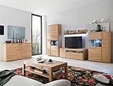 expendio Wohnzimmer Torrent 33 Eiche Bianco 6-teilig Wohnwand Sideboard Couchtisch mit LED Beleuchtung Wohnzimmerschrank Wohnkombination