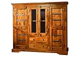 MASSIVMOEBEL24.DE | Oxford Highboard aus Massivholz #0418 | Akazienholz - Honig, lackiert | Kolonialstil | 160x50x142 cm | massives Highboard aus Vollholz