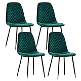 JYMTOM 4er-Set Esszimmerstühle Wohnzimmerstuhl Sessel mit Rückenlehne Sessel Stuhl Scandinavian Vintage aus Samt mit Stahlbeinen in Schwarz (4, grün)