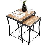 sogesfurniture Satztische, Beistelltisch 2er-Set, Retro Couchtisch Sofa Beistelltisch mit Metallgestell für Küche, Wohnzimmer, großer Tisch 50x40x55cm, Kleiner Tisch 40x33x48cm, BHEU-GCBZ1002