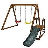 ATHRZ Doppelschaukel Kinderschaukel Schaukelgestell FüR Kinder Outdoor SchaukelgerüSt Holzschaukel Garten Aus Massivholz Schaukel Robuste Rutsche Und Kletterleiter kinderschaukel Holz Outdoor