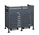 WESTMANN 2er Mülltonnenverkleidung Planum | Metall 160x80x120 cm Grau | Mülltonnen Sichtschutz & Mülltonnenbox für 2 Mülltonnen