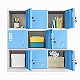 MECOLOR 9 Tür Metallspind, Büroschrank, Wohnzimmer und Schule Locker Organizer, Home Locker Organizer Lagerung für Kinder (Blau, 9D)