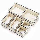 HonGien 6 Stück Faltbare Stoff-Schrank-Aufbewahrungsbox, Schubladen Ordnungssystem, Kleiderschrank Organizer mit Drei Größen, Schrank Organizer aus Stoff für Unterwäsche, Socken, Krawatten (Off-Weiß)