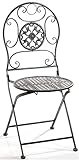 Kobolo Metallstuhl Gartenstuhl Vintage Nostalgie Stuhl aus Metall grau 91cm