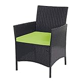 Mendler 2er-Set Poly-Rattan Gartensessel Halden, Korbsessel - anthrazit, Kissen grün