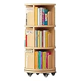 WHDNIOSS Bücherregale, um 360° drehbares Bücherregal, Leseregal for Kinder, multifunktionales Bücherregal, 2/3/4 Schichten mit Rollen (Color : Wood, Size : 40 * 106cm)