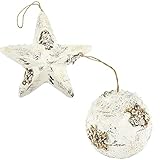 Nature Vibe Weihnachtsbaumschmuck mit Holzstern und Kugeln, 2 Stück, rustikale hängende Kugel mit Kristall als Weihnachtsdekoration, Geschenke für Festivals und Partyzubehör