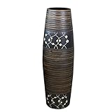 fanquare Große Handgefertigte Porzellan Bodenvase, Braun Streifen Zuhause Dekorativ Vase, Höhe 50cm