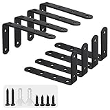 HUSZZM 8 Stück Winkelverbinder Schwarz Regalwinkel Wand Regalhalterung Regalträger Metall 90 Grad Winkel Regal Winkel Halterung mit Schrauben Dübeln für Bücherregal Küchen Wohnzimmer 125 * 75 * 20 mm