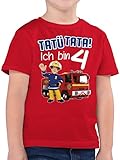 Kinder T-Shirt Jungen - Feuerwehrmann Sam Jungen - Tatü Tata! Ich Bin 4 Geburtstag - 116 (5/6 Jahre) - Rot - brandweerman Kindergeburtstag Jahre kinderkleidung Shirt Junge Feuerwehr - F130K