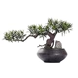 Künstlicher Kiefer-Bonsai-Baum Künstlicher Bonsai-Baum, Wacholder, künstliche Pflanzen, künstliche Pflanzen, Dekoration for den Innenbereich, mit Keramiktöpfen, for drinnen und draußen, Feng Shui-Deko