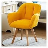 Sessel Drehsessel Stoff-Akzentstuhl Esszimmerstühle Schreibtischstuhl Keine Räder Stabile Holzbeine für kleinen Raum, Samtsessel Club Freizeit-Gästelounge Gepolsterter Stuhl (Farbe: Gelb)