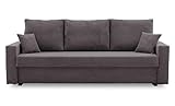 BETTSO -Sofa mit Schlaffunktion und Bettkasten, Couch für Wohnzimmer, Schlafsofa Federkern Sofagarnitur Polstersofa Wohnlandschaft mit Bettfunktion - 223 x 90 x 75 cm KIOTO Slim (Dunkelgrau)