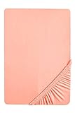 biberna 0077144 Spannbetttuch Feinjersey (Matratzenhöhe max. 22 cm), gekämmte Baumwolle, superweich 1x 140x200 cm  160x200 cm hellrosa