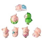 Yardwe 7 Stück Dekorative Schweine-Ornamente Moos-Dekor Mini-Tiere Miniatur-Tiere Leckereien Taschenfüller Schweinchen-Requisiten Miniatur-Landschaftstiere Mini-Gartenornamente