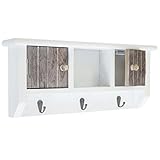 Mendler Schlüsselbrett HWC-A48, Schlüsselkasten Schlüsselboard mit Türen, Massiv-Holz MVG-Zertifiziert - Shabby braun-weiß