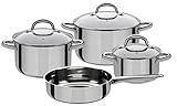 GSW 990042 Montreal Topf-Set 4-teilig, Edelstahl, Silber, 24 cm, 7-Einheiten, 38 x 25,5 x 15,5 cm