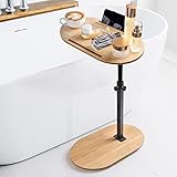 Faltbares Badewannenablage Bambus, Badewannenbrett Höhenverstellbar, rutschfeste Bathtub Tray Passend für die Meisten Badewannen, Badewannenbrett Hält Buch, iPad, Telefon, Glas, Kerze