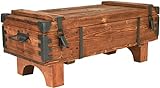 Truhe Kiste Couchtisch, Trunk Tisch, schabby chic Holz Beistelltisch, Sofatisch im antiken Stil mit Stauraum and Deckel, Kaffeetisch