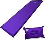 normani Selbstaufblasbare Luftmatratze inkl. Kissen zum Outdoor Camping Farbe Violett Größe 200 x 70 x 13 cm