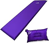 normani Selbstaufblasbare Luftmatratze inkl. Kissen zum Outdoor Camping Farbe Violett Größe 200 x 70 x 13 cm