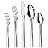 Hunnycook Besteck Set, 60 teilig Besteck Set 12 Personen, Edelstahl mit Messer Gabel Löffel für Restaurant Party Hochzeit, Klassisches Streifenhandwerk, Spülmaschinenfest