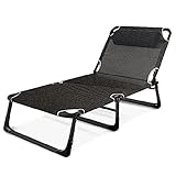 MINDONG HZH Ergonomische Gartenliege, leichte Sonnenliege, Campingliege mit Kopfstütze, 180 kg max, für Balkon, Garten, Terrasse