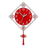 BBTF Wanduhren Vintage aus Acryl mit Stereoskopischen 3D-Zahlen, Wanduhren Schwarz Rot 3 Größen Wall Clock Living Room Wohnzimmer Esszimmer (Color : Red, Size : 40 * 59cm)