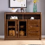 FAXIOAWA Küchen-Sideboard-Schrank, Buffetschrank mit 2 Türen und 3 Schubladen, Konsolentisch aus Massivholz, Schranktisch mit Regalen, für Küche, Esszimmer, Wohnzimmer, 100 x 40 x 90 cm