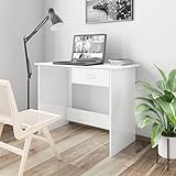 Youuihom Computertisch mit Schubladen, Schreibpult, Schreibtisch Hochglanz-Weiß 100×50×76 cm Holzwerkstoff Geeignet für Arbeitsplätze, Schlafzimmer, Wohnzimmer, Schlafsäle