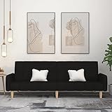 JUNZAI Schlafsofa 2-Sitzer, Schlafsofa, Schlafcouch, Couch Mit Schlaffunktion, Sofa Bed, Relaxsofa, Sofas & Couches, Schwarz Stoff