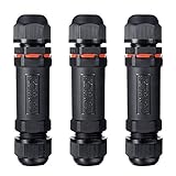 Zacfton Verbindungsmuffe Kabelverbinder Wasserdicht IP68 CUJ-01 Verbindungsbox für Ø1-13 mm Kabeldurchmesser 3er-Pack,Schwarz