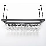 SWEGN Industrielles Vintage-Deckenregal, höhenverstellbar, Kelch-Stielglashalter, für Restaurants/Bars/Zuhause, dekorativer Blumenständer an der Decke (Größe: 80 cm) (K 100 cm)