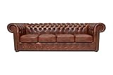 Chesterfield Bank Class Leder | 4-Sitzer | 2 bis 4 Wochen Lieferzeit (Cloudy Old Braun)