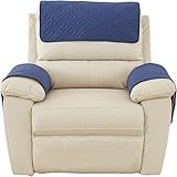 HYRAM Armlehnenbezüge,Armlehnenschoner,Sofa Armlehne Kopfstützenbezug Für Sessel, Armlehnenbezug, Sesselbezug, Rutschfester, Gesteppter Möbelschutz (3 Seat Recliner | 5 pc,Navy Blue)