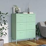 JUNZAI Schubladenschrank, Kommode, Sideboard, Highboard, Schrank, Minzgrün 80x35x101,5 cm Stahl