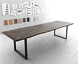 DELIFE Esszimmertisch Edge Akazie Platin 300x100 XL Kufengestell Schwarz Live-Edge Esstisch Gestell: Metall Kufe